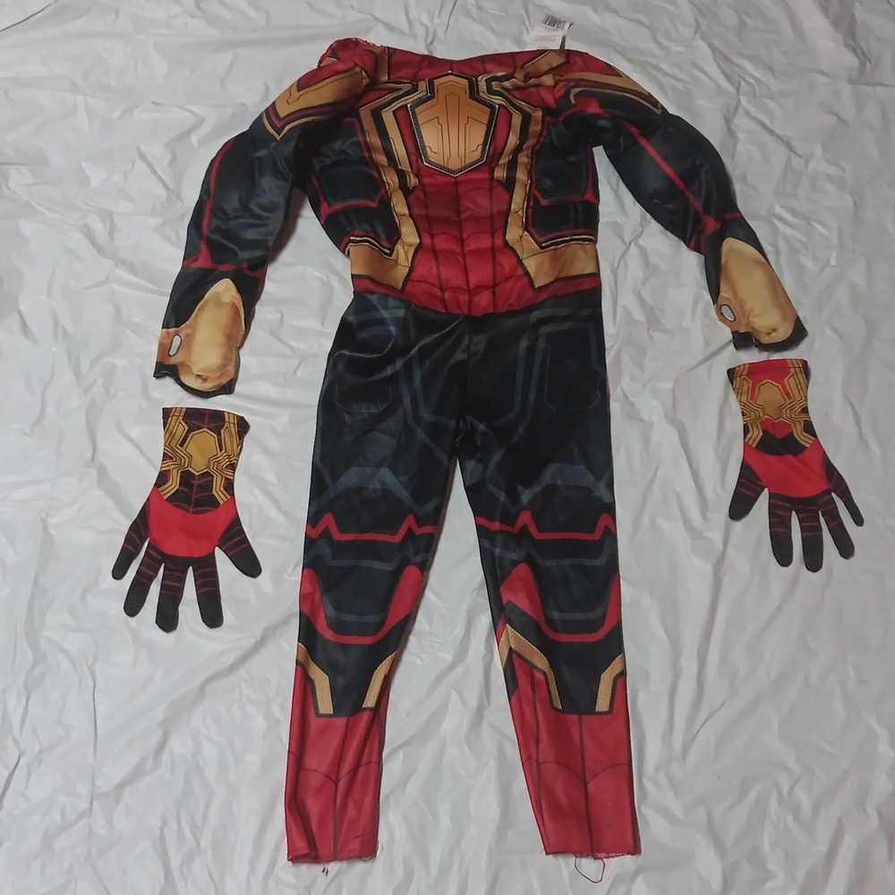 Marvel No Way Home Spider-Man Muscle Chest Kids Costume Set - Red and Gold Sz S